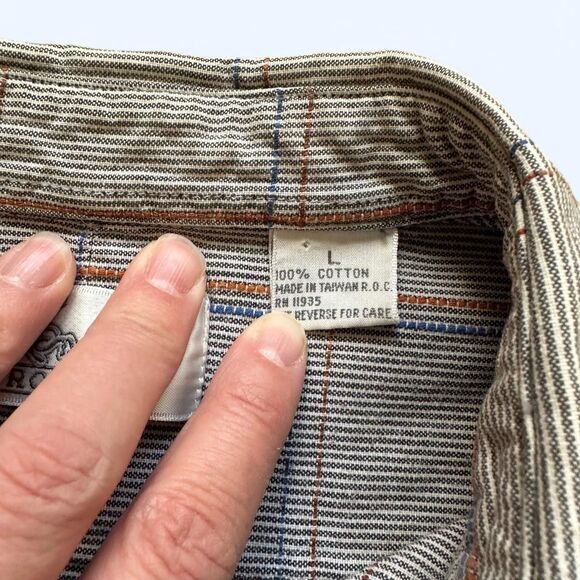 Vintage Kenny Rogers Button-Up Shirt – Microstripe Plaid – Size L - Picture 5 of 5